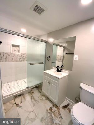 Bathroom, Glass Shower, Interior, Marble, Recessed Lighting