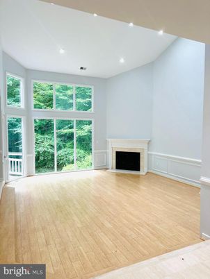 Empty room, Fireplace, Interior, Recessed Lighting, Wood Texture Flooring