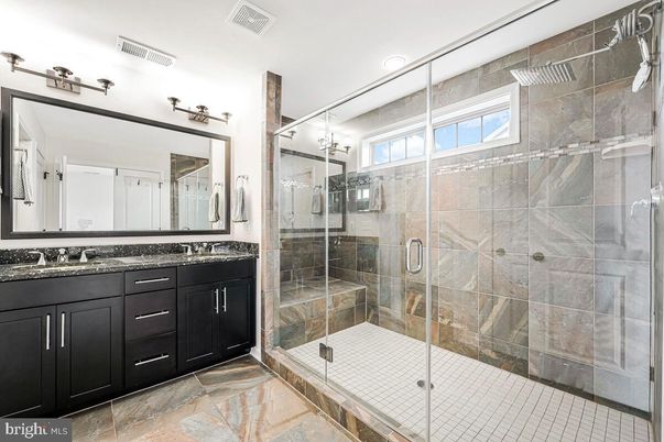 Bathroom, Dual Sink Vanities, Glass Shower, Interior, Recessed Lighting