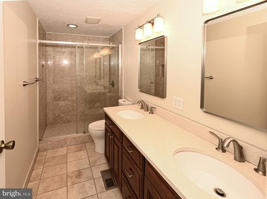 Bathroom, Dual Sink Vanities, Glass Shower, Interior, Recessed Lighting