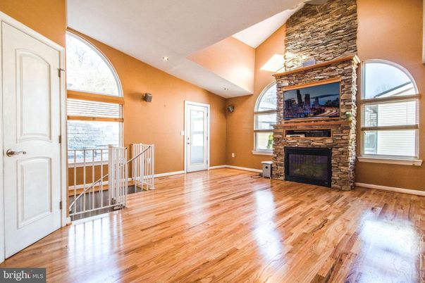 Empty room, Fireplace, Interior, Recessed Lighting, Wood Texture Flooring