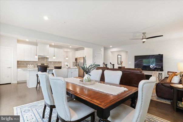 Dining room, Interior, Kitchen, Living room, Pendant Lights, Recessed Lighting, Wood Texture Flooring