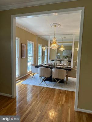 Chandelier, Dining room, Interior, Wood Texture Flooring
