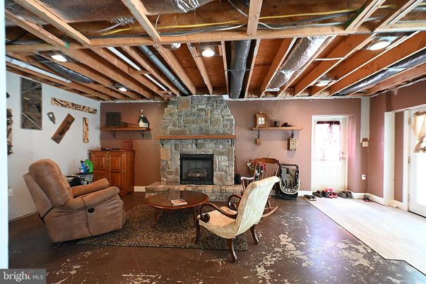 Fireplace, Interior, Living room, Stone Walls, Wooden Beams