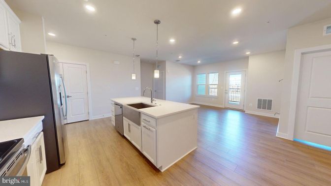 Interior, Kitchen, Pendant Lights, Recessed Lighting, Wood Texture Flooring