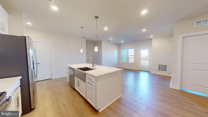 Interior, Kitchen, Pendant Lights, Recessed Lighting, Wood Texture Flooring