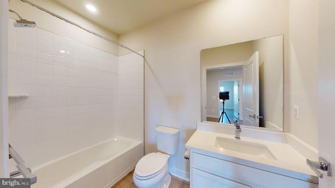 Bathroom, Interior, Recessed Lighting, Wood Texture Flooring
