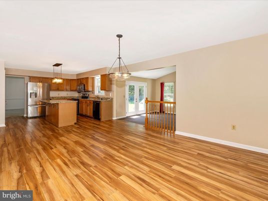 Interior, Kitchen, Pendant Lights, Stainless Steel Appliances, Wood Texture Flooring