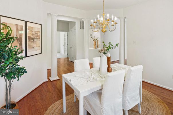 Chandelier, Dining room, Interior, Wood Texture Flooring