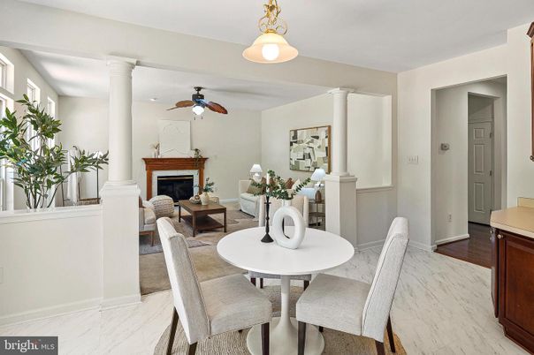 Dining room, Fireplace, Interior, Living room, Marble, Wood Texture Flooring