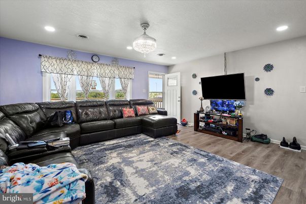 Chandelier, Interior, Living room, Recessed Lighting, Wood Texture Flooring