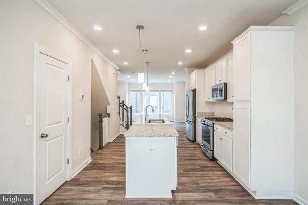 Interior, Kitchen, Pendant Lights, Recessed Lighting, Wood Texture Flooring
