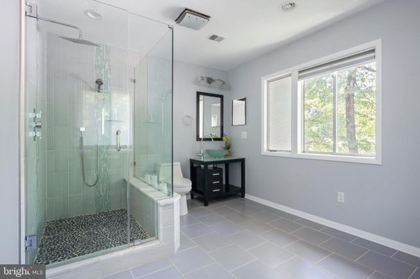 Bathroom, Glass Shower, Interior, Recessed Lighting