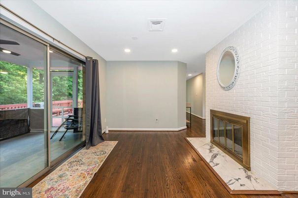 Fireplace, Interior, Recessed Lighting, Wood Texture Flooring