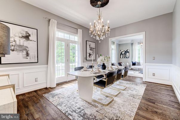 Chandelier, Dining room, Interior, Wood Texture Flooring
