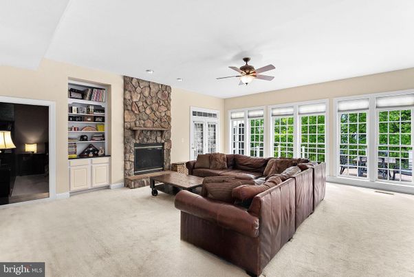 Fireplace, Interior, Living room, Recessed Lighting, Stone Walls