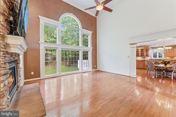 Dining room, Fireplace, Interior, Kitchen, Wood Texture Flooring