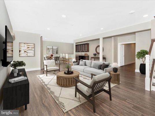 Dining room, Interior, Living room, Recessed Lighting, Wood Texture Flooring