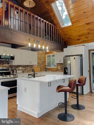 Interior, Kitchen, Stainless Steel Appliances, Wooden Ceilings, Wood Texture Flooring