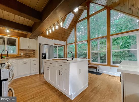 Interior, Kitchen, Stainless Steel Appliances, Wooden Beams, Wooden Ceilings, Wood Texture Flooring