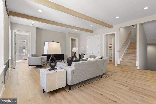 Interior, Living room, Recessed Lighting, Wooden Beams, Wood Texture Flooring