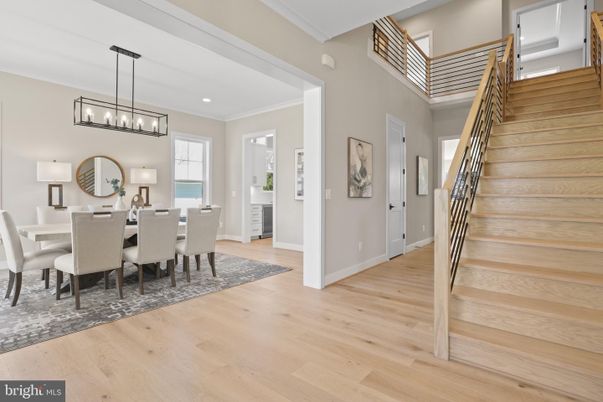 Chandelier, Dining room, Interior, Pendant Lights, Recessed Lighting, Wood Texture Flooring