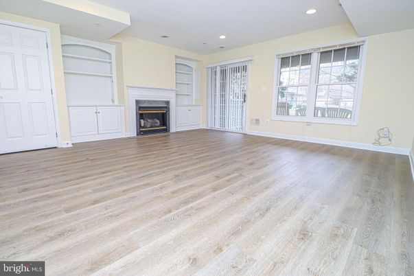 Empty room, Fireplace, Interior, Recessed Lighting, Wood Texture Flooring