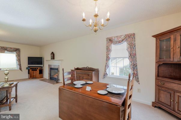 Chandelier, Dining room, Fireplace, Interior