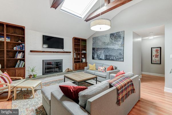 Fireplace, Interior, Living room, Pendant Lights, Wood Texture Flooring