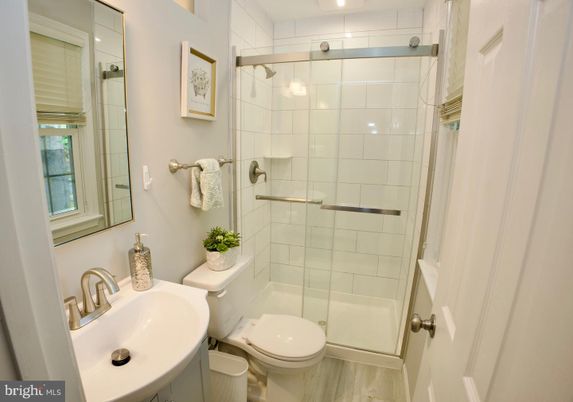 Bathroom, Glass Shower, Interior, Wood Texture Flooring