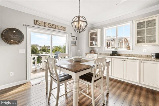 Chandelier, Dining room, Interior, Pendant Lights, Wood Texture Flooring