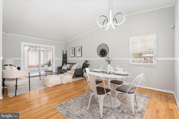 Dining room, Interior, Living room, Pendant Lights, Wood Texture Flooring
