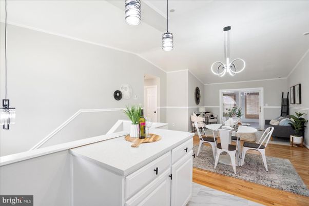 Dining room, Interior, Living room, Pendant Lights, Wood Texture Flooring