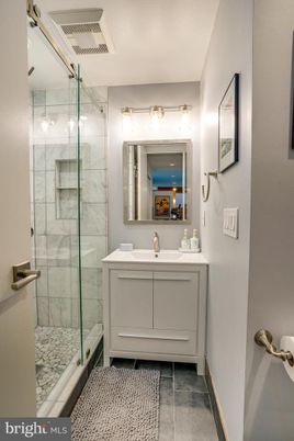 Bathroom, Glass Shower, Interior, Marble Walls