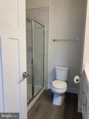 Bathroom, Glass Shower, Interior, Wood Texture Flooring