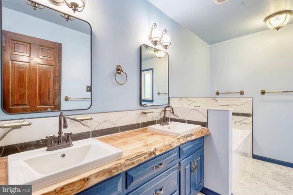 Bathroom, Dual Sink Vanities, Interior, Marble Walls