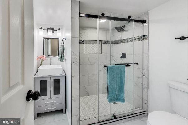 Bathroom, Glass Shower, Interior, Marble Walls