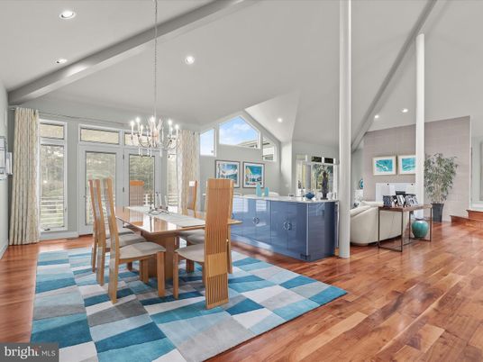 Chandelier, Dining room, Interior, Living room, Pendant Lights, Recessed Lighting, Wood Texture Flooring