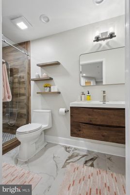 Bathroom, Glass Shower, Interior, Marble, Recessed Lighting
