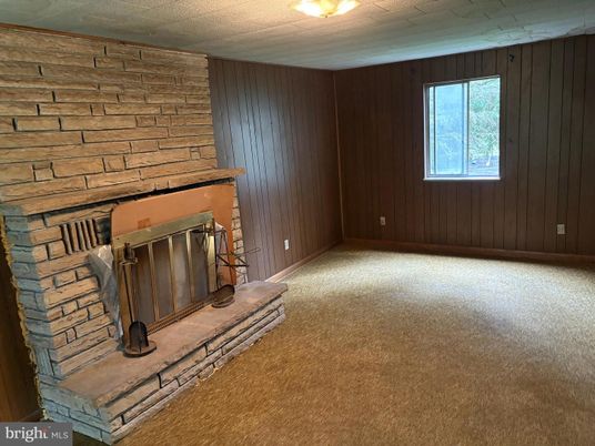 Empty room, Fireplace, Interior, Stone Walls, Wooden Walls