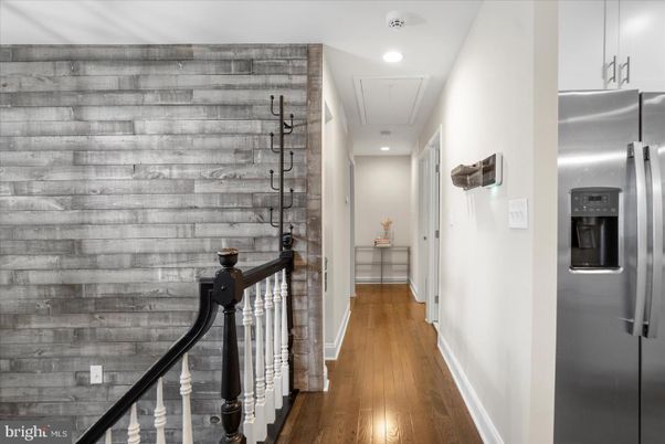 Interior, Kitchen, Recessed Lighting, Stainless Steel Appliances, Wood Texture Flooring, Wooden Walls