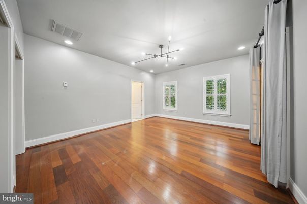 Empty room, Interior, Pendant Lights, Recessed Lighting, Wood Texture Flooring