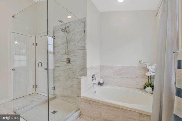 Bathroom, Glass Shower, Interior, Marble Walls, Recessed Lighting