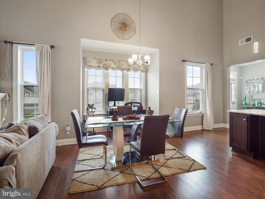 Chandelier, Dining room, Interior, Pendant Lights, Wood Texture Flooring