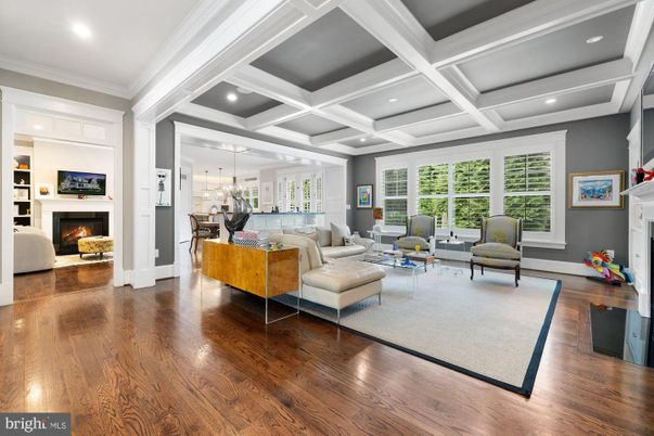 Fireplace, Interior, Living room, Pendant Lights, Recessed Lighting, Wood Texture Flooring