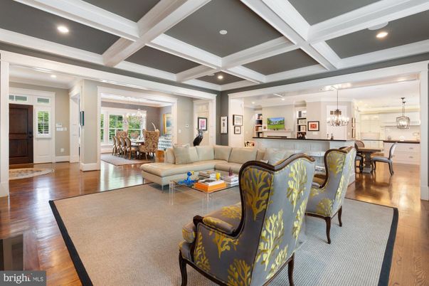 Chandelier, Dining room, Interior, Kitchen, Living room, Pendant Lights, Recessed Lighting, Wood Texture Flooring