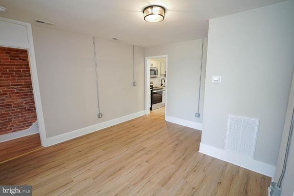 Empty room, Interior, Kitchen, Stone Walls, Wood Texture Flooring