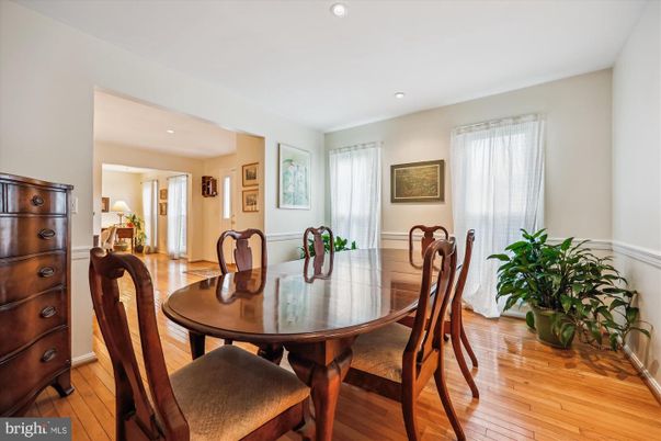Dining room, Interior, Recessed Lighting, Wood Texture Flooring