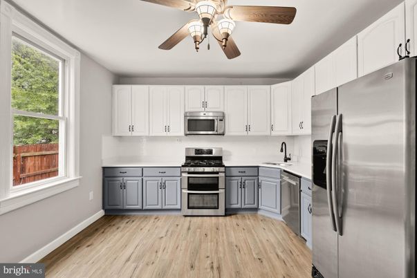 Interior, Kitchen, Stainless Steel Appliances, Wood Texture Flooring
