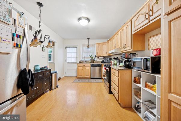 Interior, Kitchen, Pendant Lights, Stainless Steel Appliances, Wood Texture Flooring